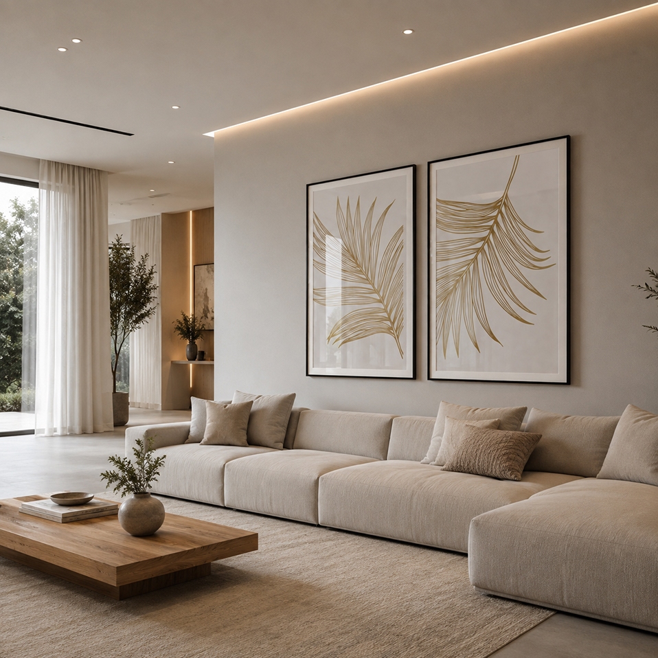 Quadro Decorativo Serenidade Dourada moldura Branca Com Vidro 50x75 · foto 2