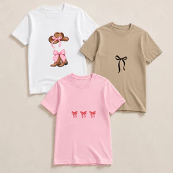 Kit 3 Camisetas Infantil Menina 100% Algodão Confortável com Estampa estilo Country