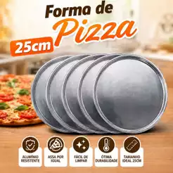 Forma de Pizza Alumínio 25cm – Assadeiras para Pizza, Forno, Pizzaria, Congelados e Uso Doméstico