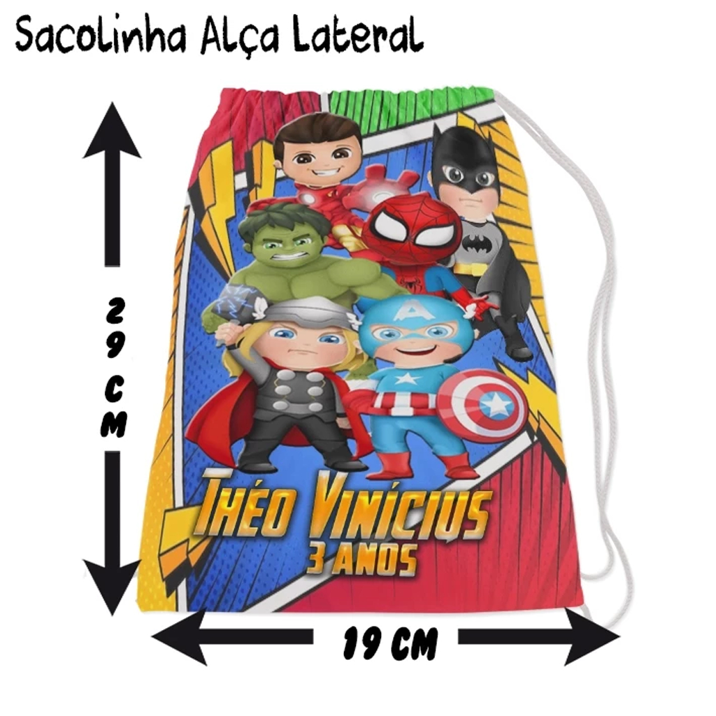 Mochilinha Sacolinha Mochila Saco Sacochila Saquinho Lembrancinha Brinde Aniversario Personalizadas Avengers Vingadores
