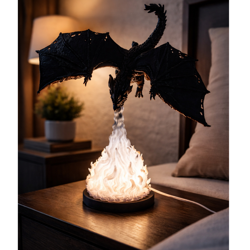 Luminária abajur gueek Dragão a Casa do Dragão, iluminação decorativa em led