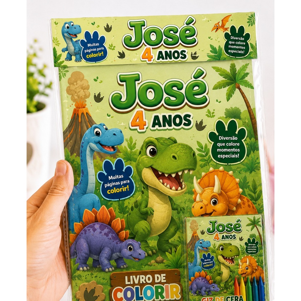 Livro de Colorir Personalizado com Nome + Mini Giz | Lembrancinha Festa Infantil Aniversário Vários Temas Menino Menina