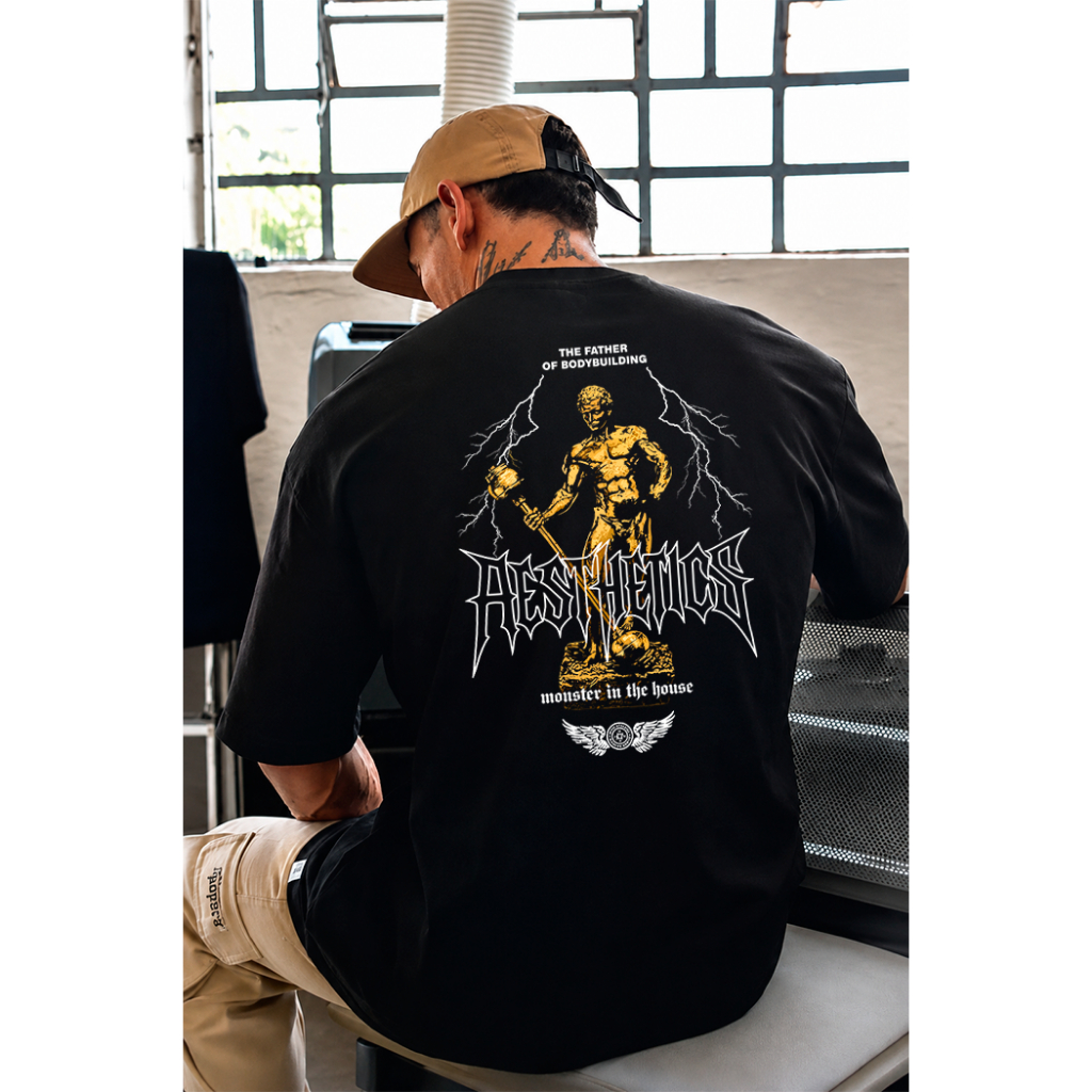Camiseta Oversized Academia AESTHETICS Bodybuilding 100% algodão premium