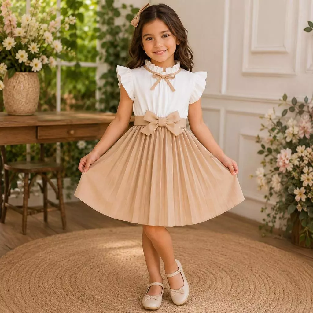 Vestido plissado elegante princesa infantil menina criança — imagem 1