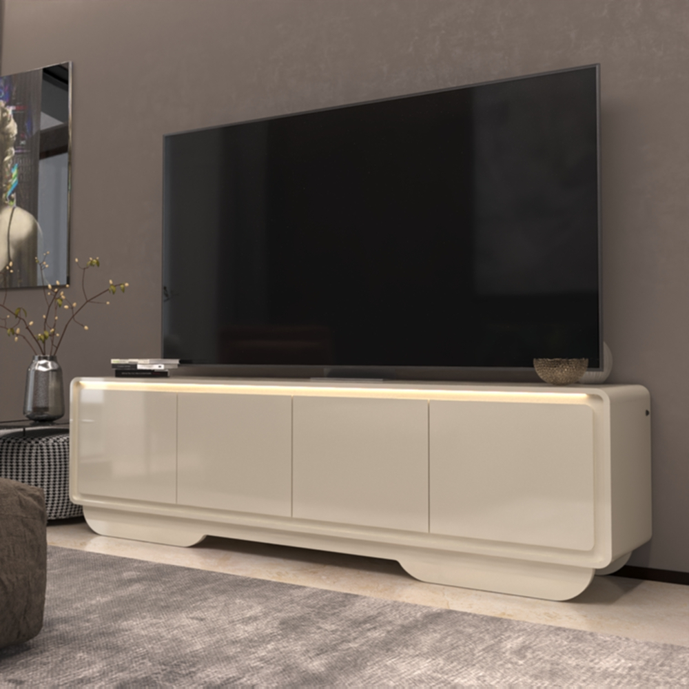 Rack Arcus Para Tv até 75 Polegadas Organico Cantos Arredondado Com Led 180 cm · foto 2
