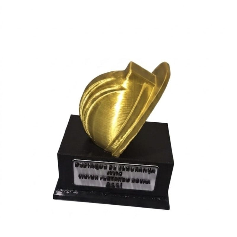 Troféu Destaque de Segurança Personalizado - Capacete Ouro
