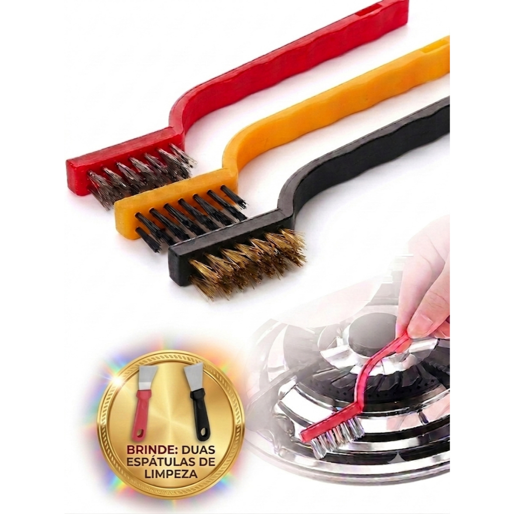 Kit Escova De Limpeza Aço Metal Nylon Multiuso