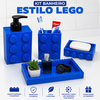 Kit Banheiro Completo Organizador Dispenser Sabonete Líquido Porta Escovas ,Saboneteira Bandeja Decorativa