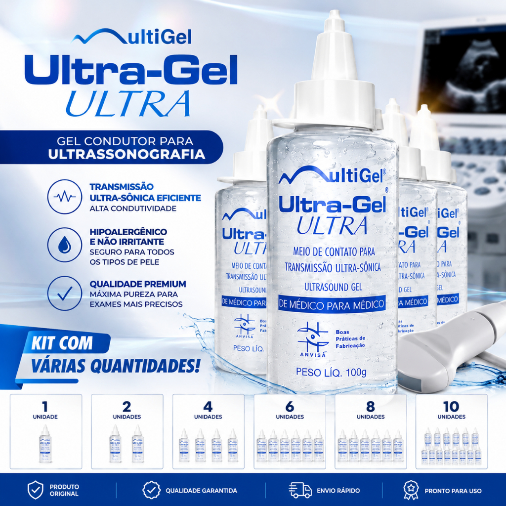 Gel Condutor Ultrassom 100g Multigel Ultra | Fisioterapia, Estética, Doppler, ECG, TENS/FES | Doppler Fetal