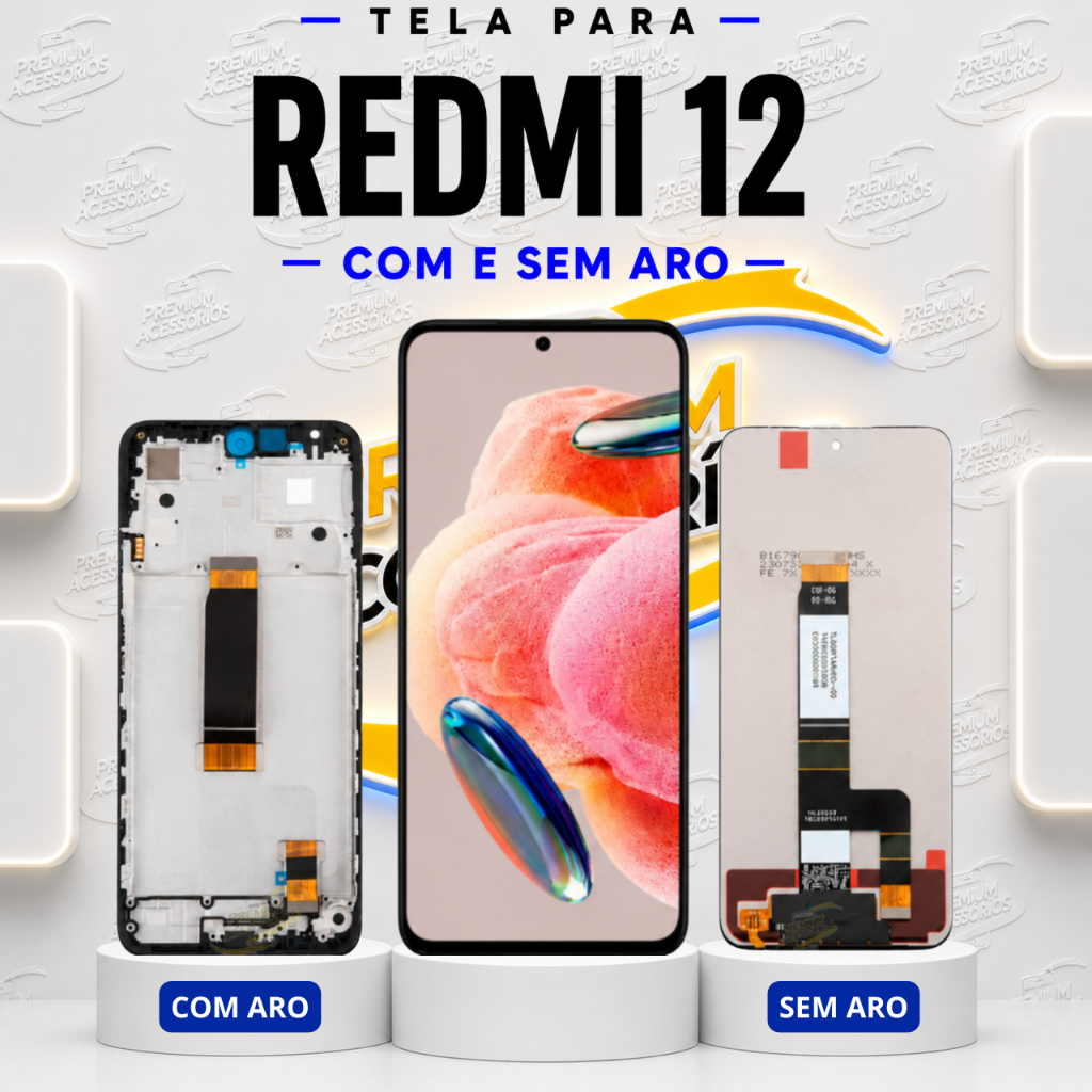 Tela Display Frontal Compatível Xiaomi Redmi 12 Com Aro e Sem Aro - A Pronta Entrega