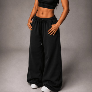 Calça Baggy Sarja Feminina Balão Wide Leg de Perna Larga Casual e Lavado Para Mulheres Casual Elegante Streetwear