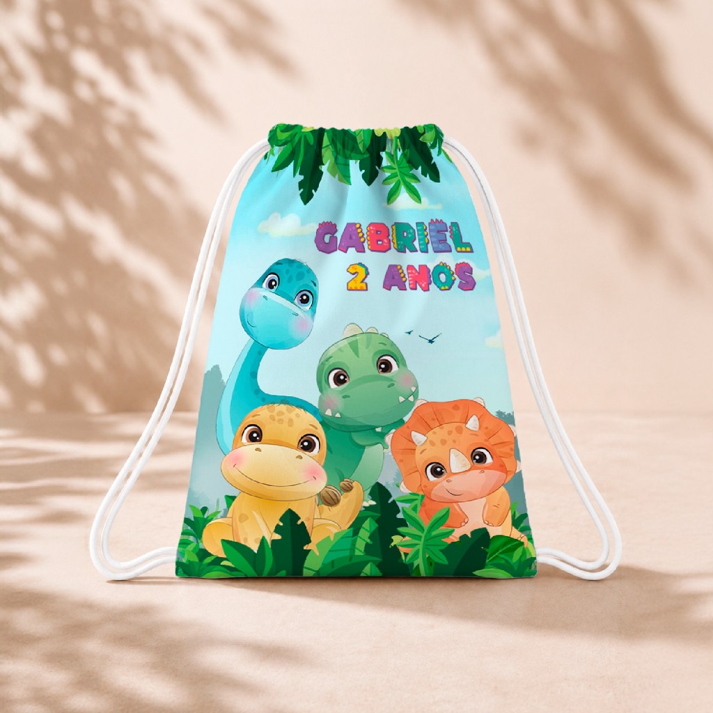 10 Mochila Personalizada Infantil 18x26 Sacolinhas Surpresa Festa Aniversário Lembrancinha Dinossauros Dinossauro Cute 1