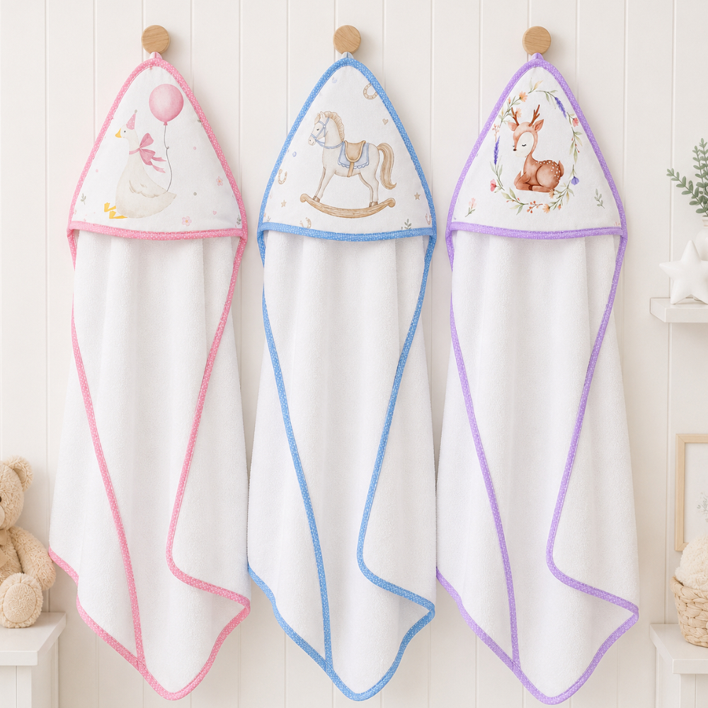 Toalha de Banho Bebê com Capuz Macia Absorvente Menino Menina Enxoval