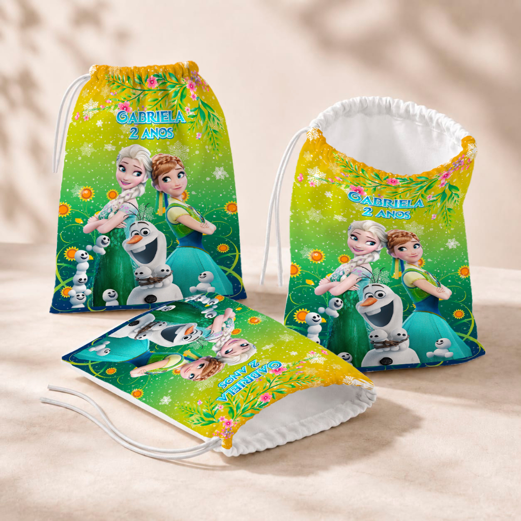 20 Sacolinhas Personalizada Festa Infantil 18x26 Aniversário Lembrancinha Frozen Fever