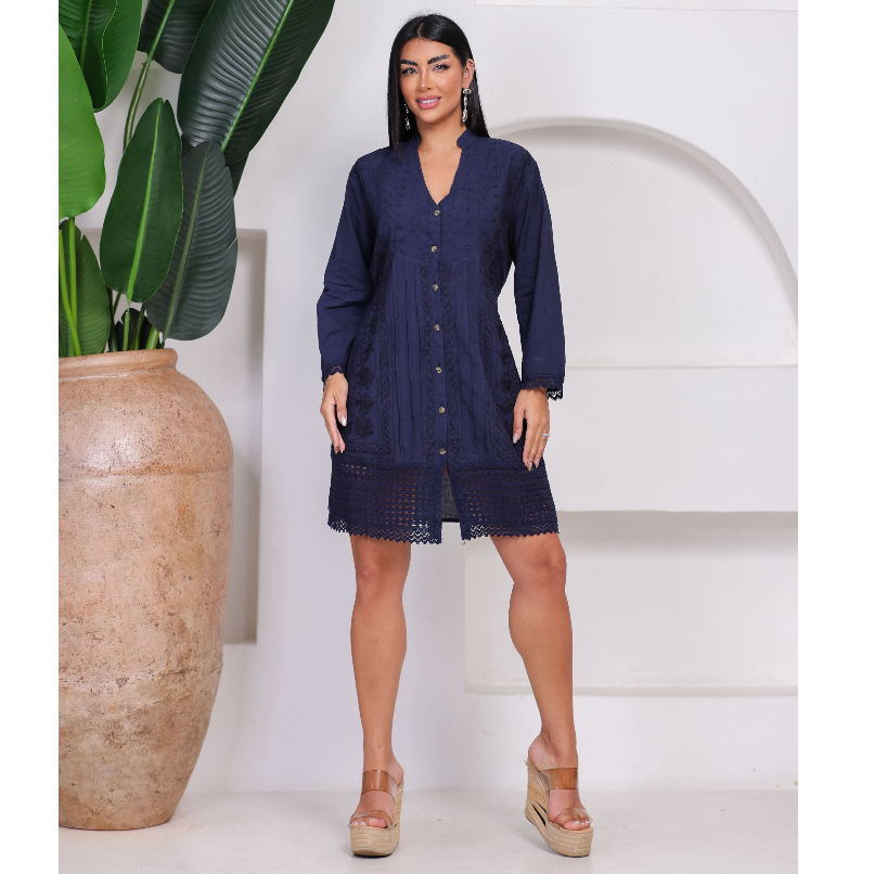 Túnica indiana bordada c/ amarração Plus Size