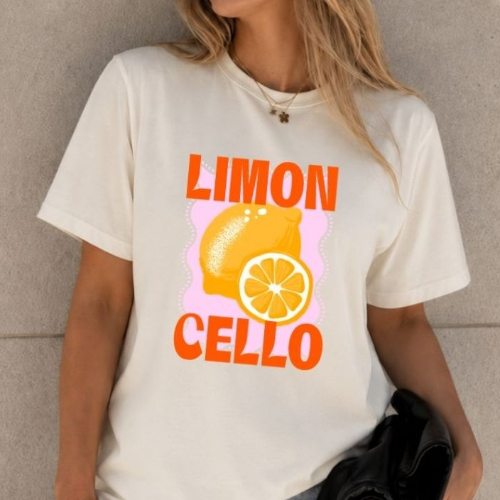 Camiseta Feminina Básica Estampada Limoncello Limão Itália 100% Algodão Premium Moda Estilosa Confortável