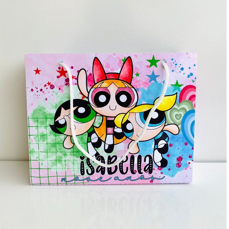 Kit Sacolinha Personalizadas Pegue e monte tema Meninas super Poderosas  Lembrancinha Aniversário