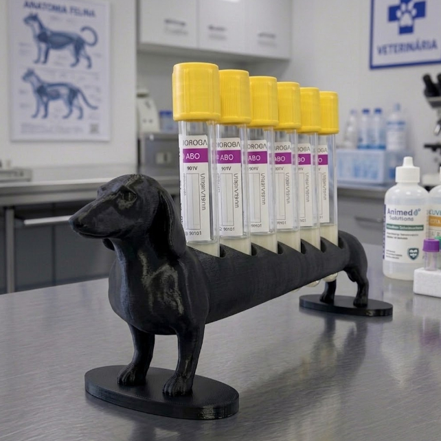 Suporte Porta Tubos de Coleta Veterinária Biomédica Cão