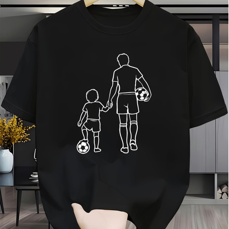 Camiseta masculina 100% algodão, confortável, estilo esportivo, Estampa Dia dos Pais Estampa Pai e Filho - JS Multi