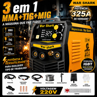 325A Máquina Solda MMA+TIG+MIG/ MMA+TIG Dispositivo Multifuncional Com LCD