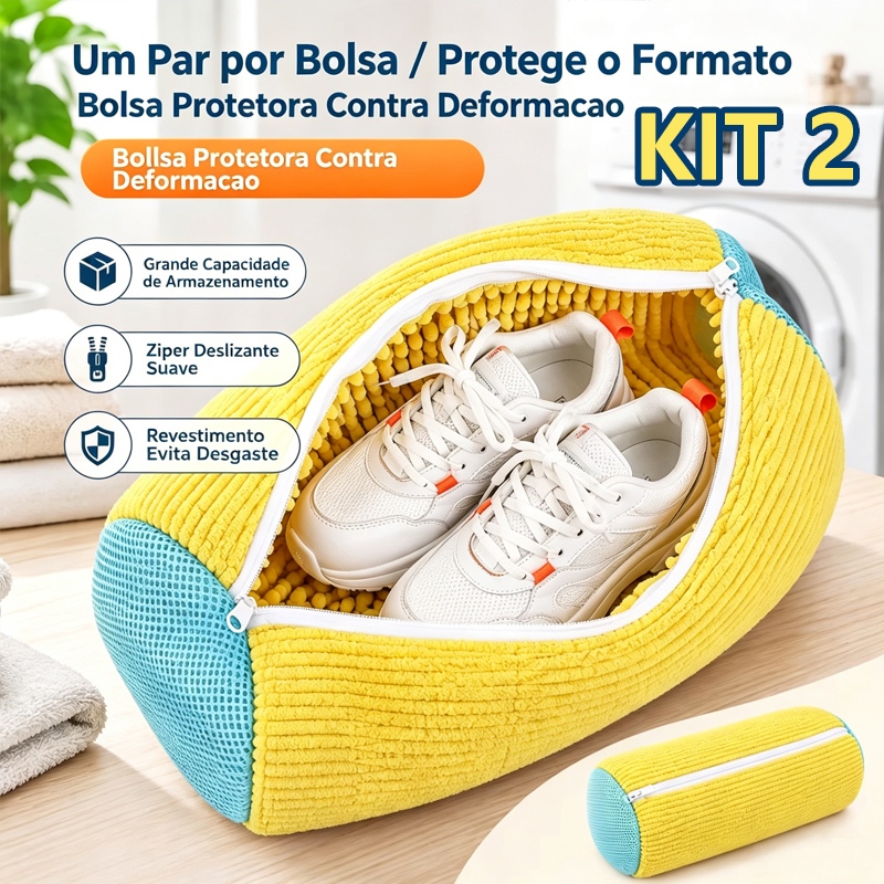 Kit 2 Sacos lavar Tenis Sapato Máquina Lavar roupas Protege não danifica Lavagem Segura Lavanderia 3 cores para escolha