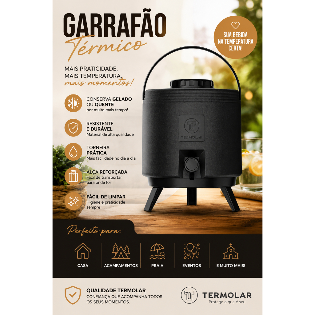 Botijão Maxitermo Térmico Termolar - Cor: Preto