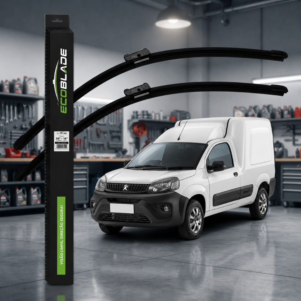 Par de Palhetas Limpador Parabrisa Ecoblade Peugeot Partner 2023 A 2025 Alta Durabilidade Silicone Silenciosa Premium