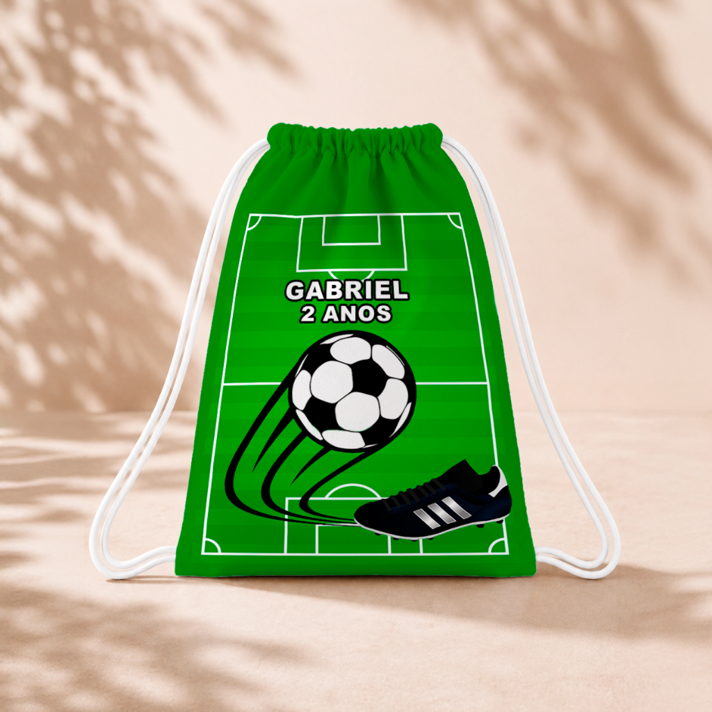 10 Mochila Personalizada Infantil 18x26 Sacolinhas Surpresa Festa Aniversário Lembrancinha Futebol M3