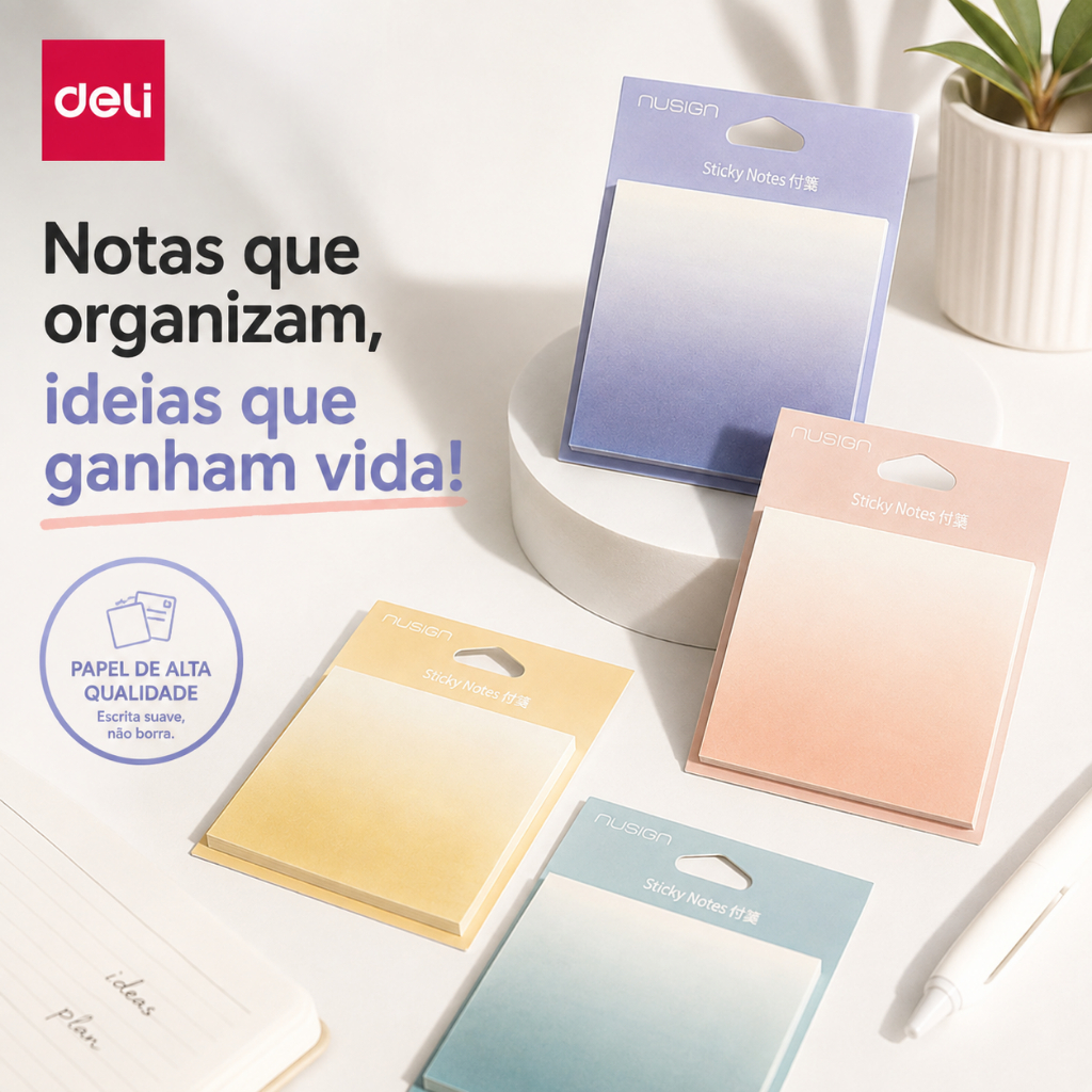 Bloco Adesivo Nusign Degradê para Anotações 74x74mm com 2 Unidades