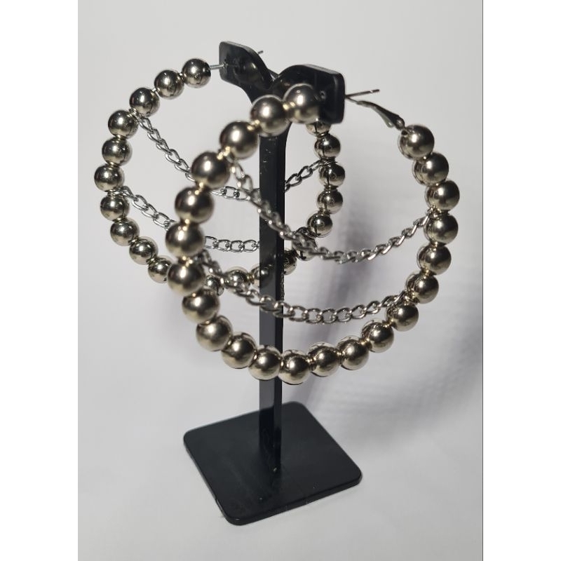 Brinco argola estiloso corrente moda street estiloso prateado e dourado P,M,G e GG