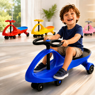 Carrinho Infantil Rolimã Gira Gira Triciclo Roda Volante 360° Suporta 100kg Rosa Azul Vermelho Brinquedo Presente