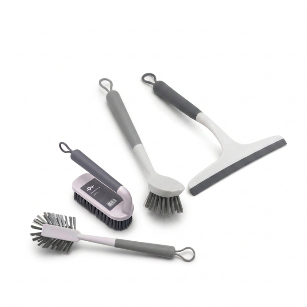 Kit Acessórios de Limpeza 4 Peças Flow - OU Cozinha Banheiro Piso Lavanderia