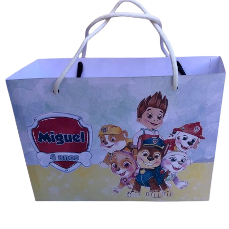 PEGUE E MONTE Sacolinha/Bolsinha Personalizada para Festa PATRULHA CANINA AQUARELA Mimos Lembrancinhas Surpresa
