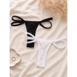 Kit 4 Calcinhas Tule Fio Duplo Lingerie Feminina Confortável