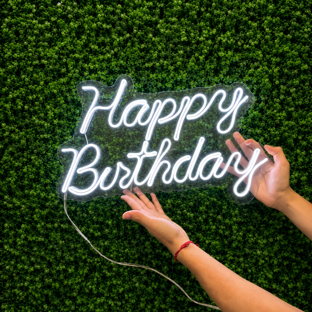 Painel de LED Neon Acrílico 3mm "Happy Birthday" - 50x29cm MODELO 3