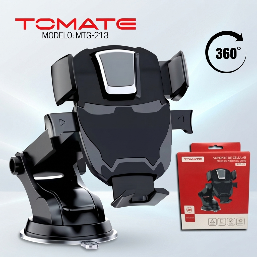 Suporte Veicular Para Celular Rotação 360° Tomate MTG-213  Ventosa Forte Braço Extensível Universal Painel Vidro