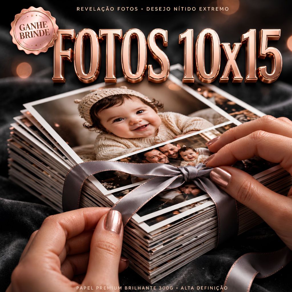 Imagem Revelação de Fotos 10x15 | Papel Fotográfico 180g | Cores Vivas | 05 a 100 Fotos | Impressão Premium em Alta Definição