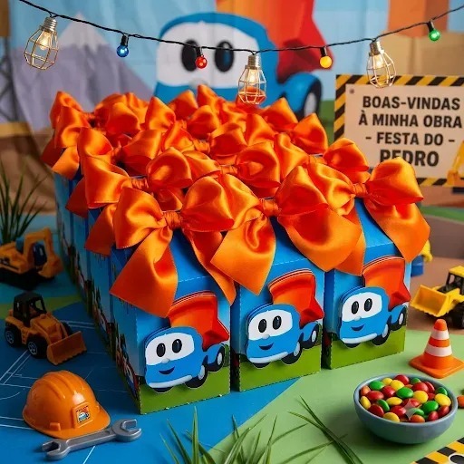 Kit 20 Caixinha MONTADAS Personalizada Léo O Caminhão Lembrancinha De Festa, Aniversario, Chá