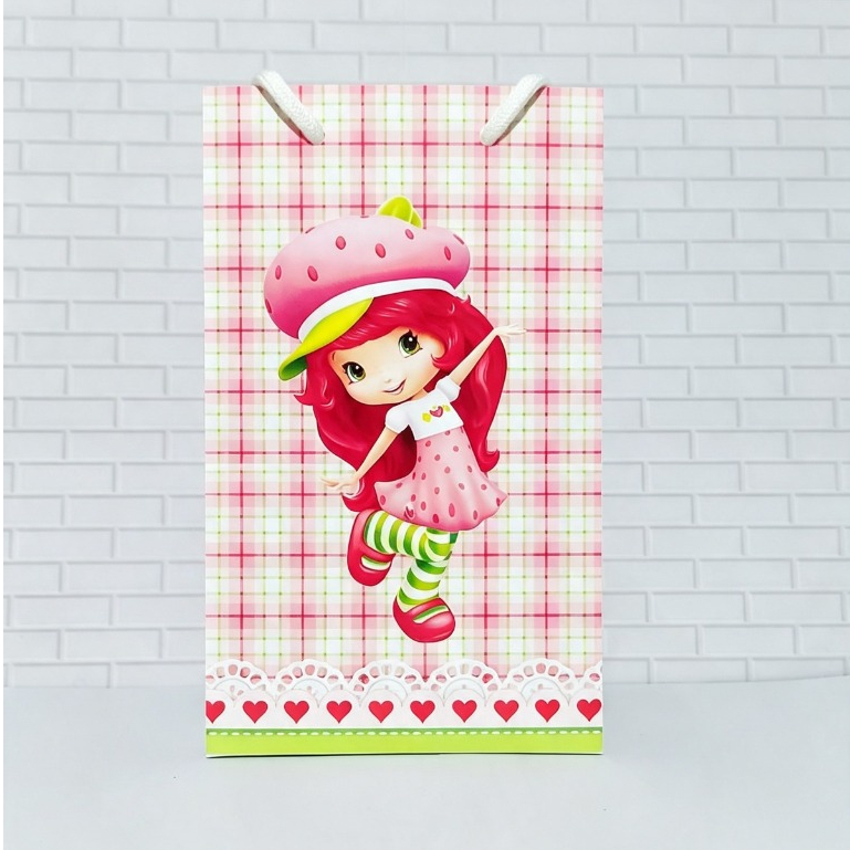 Moranguinho - Kit Mini Sacolinha Personalizada PEGUE e MONTE/Sacola/Aniversario/Lembrancinha/Festa