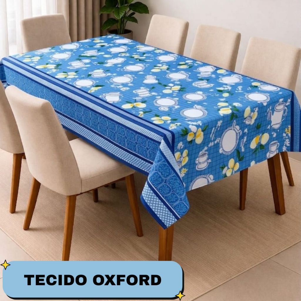Toalha De Mesa 4, 6 e 8 Lugar Tecido Oxford Estampado Para Mesa Retangular Decoração Estampa Variada