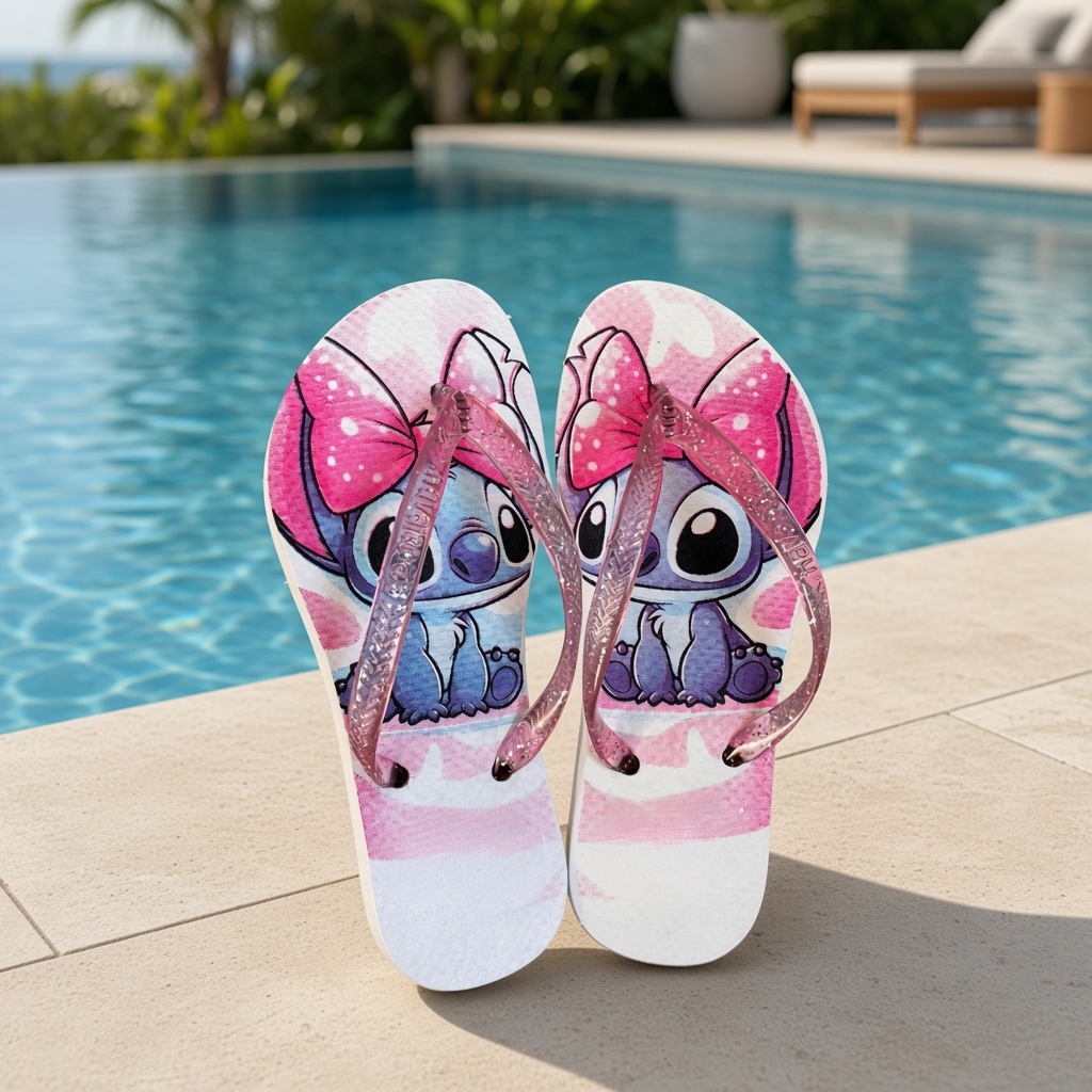 Chinelo Infantil para Menina de Borracha Antiderrapante Confortável Resistente Estampado Dia a Dia
