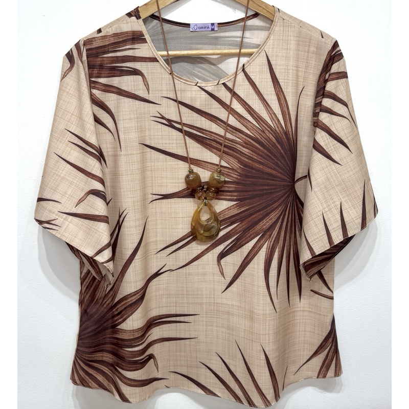 Blusa Tecido Leve Manga Morcego (1) Estampada Soltinha Confortável Plus Size