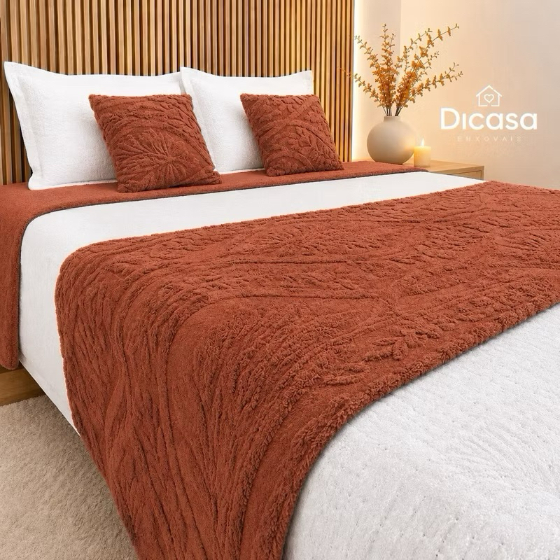 Kit Peseira Para Cama 3 Peças 2 Capas de Almofadas Decorativa Flannel Fofinho Macio Casal Queen King