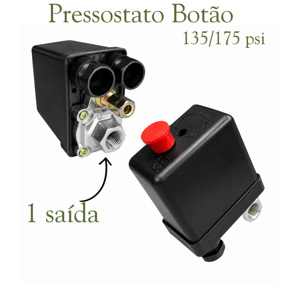 Pressostato Botão Compressor Automático 135/175 1 Via