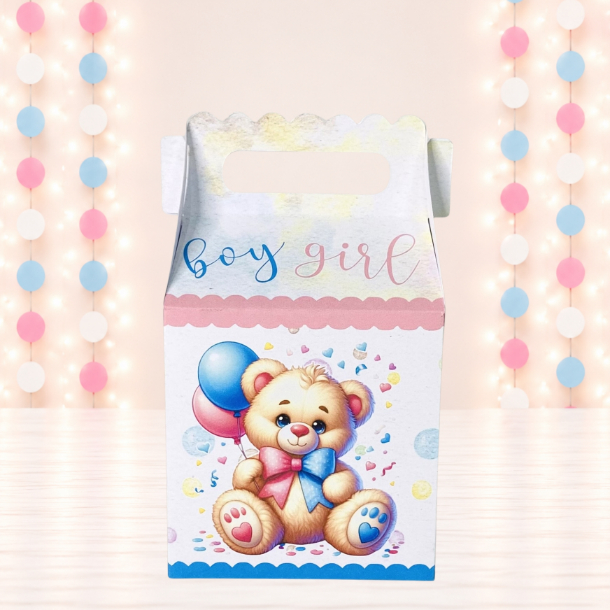 Caixa Maleta Chá Revelação Urso Rosa e Azul /  Festa Infantil / Aniversário / NÃO Personalizado
