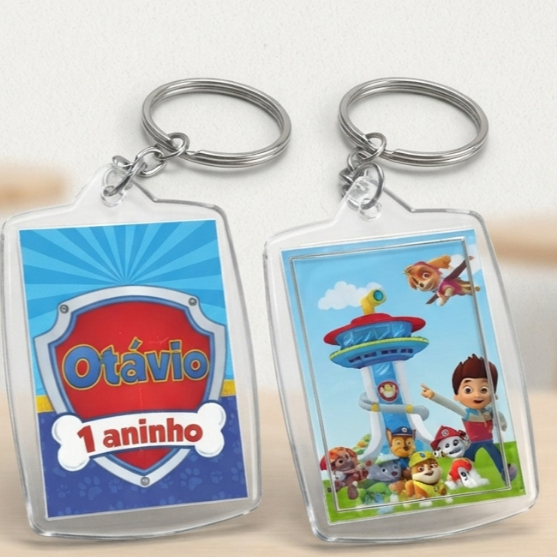 Chaveirinho em Acrílico Personalizado Patrulha Canina, Aniversário, Mesversário, Lembrancinha