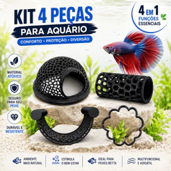 Kit 4pçs peixe betta conforto aquario casa conforto proteção caminha tunel flutuante atoxico decor agua doce salgada