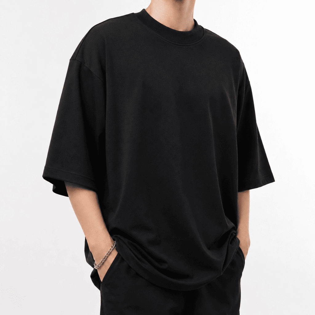 Camiseta Oversized Masculina Academia Larga Premium Gola Reforçada Confortável 100% Algodão Preta
