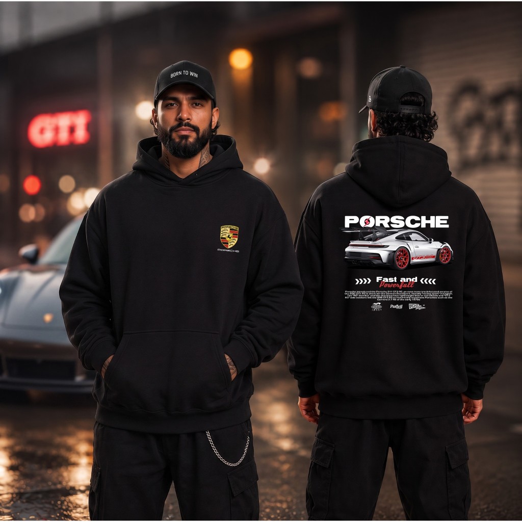 Moletom Masculino Canguru Streetwear Porsche 911 GT3 RS Carro Esportivo