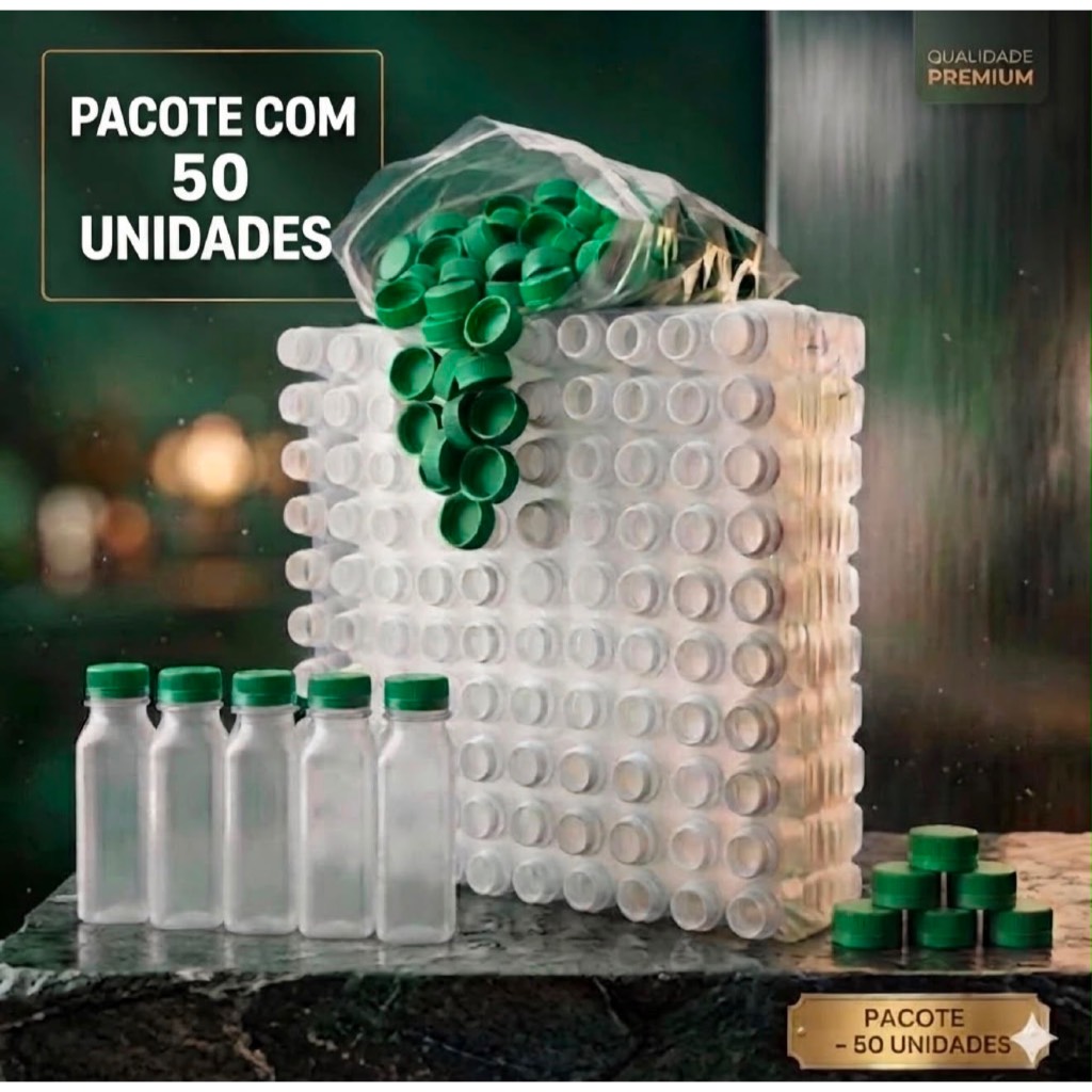 Garrafinha Garrafa Plástica Descartável Para Sucos/Agua De Coco/Caldo De Cana  100 Unidades 300 ML De Fabrica